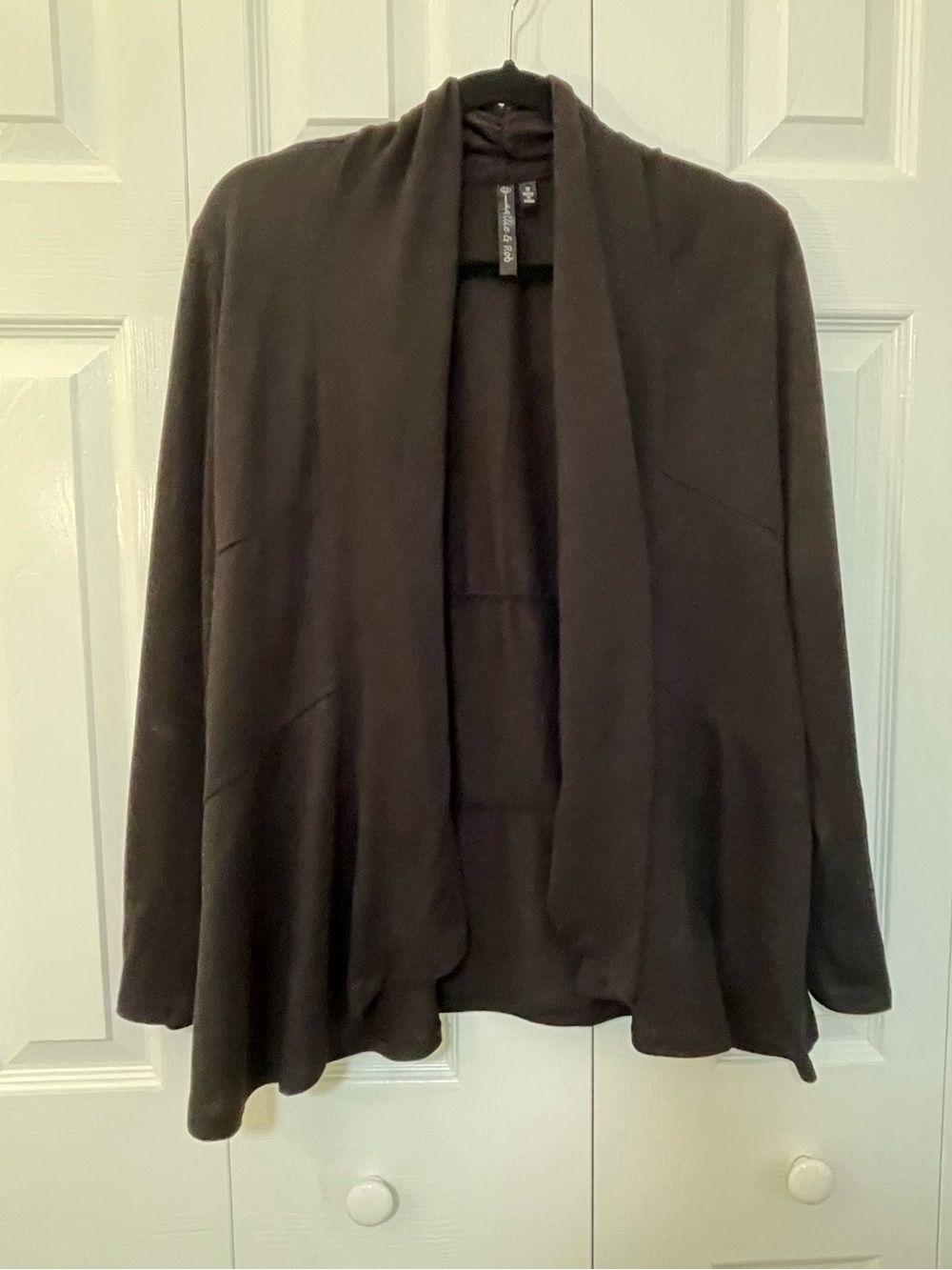 Allie & Rob Black Open-Front Draped Cardigan